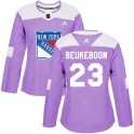 Adidas New York Rangers Women's Jeff Beukeboom Authentic Purple Fights Cancer Practice NHL Jersey