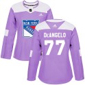 Adidas New York Rangers Women's Tony DeAngelo Authentic Purple Fights Cancer Practice NHL Jersey