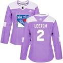 Adidas New York Rangers Women's Brian Leetch Authentic Purple Fights Cancer Practice NHL Jersey