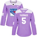 Adidas New York Rangers Women's Carol Vadnais Authentic Purple Fights Cancer Practice NHL Jersey