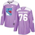 Adidas New York Rangers Youth Jonny Brodzinski Authentic Purple Fights Cancer Practice NHL Jersey