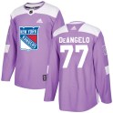 Adidas New York Rangers Youth Tony DeAngelo Authentic Purple Fights Cancer Practice NHL Jersey