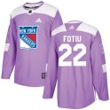 Adidas New York Rangers Youth Nick Fotiu Authentic Purple Fights Cancer Practice NHL Jersey