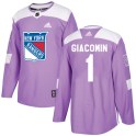 Adidas New York Rangers Youth Eddie Giacomin Authentic Purple Fights Cancer Practice NHL Jersey