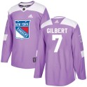 Adidas New York Rangers Youth Rod Gilbert Authentic Purple Fights Cancer Practice NHL Jersey