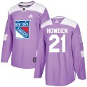 Adidas New York Rangers Youth Brett Howden Authentic Purple Fights Cancer Practice NHL Jersey