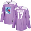 Adidas New York Rangers Youth Kevin Rooney Authentic Purple Fights Cancer Practice NHL Jersey