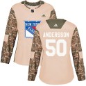 Adidas New York Rangers Women's Lias Andersson Authentic Camo Veterans Day Practice NHL Jersey