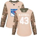 Adidas New York Rangers Women's Colin Blackwell Authentic Black Camo Veterans Day Practice NHL Jersey