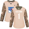 Adidas New York Rangers Women's Eddie Giacomin Authentic Camo Veterans Day Practice NHL Jersey