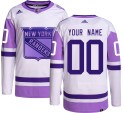 Adidas New York Rangers Youth Custom Authentic Custom Hockey Fights Cancer NHL Jersey