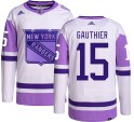 Adidas New York Rangers Youth Julien Gauthier Authentic Hockey Fights Cancer NHL Jersey