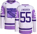 Adidas New York Rangers Youth Ryan Lindgren Authentic Hockey Fights Cancer NHL Jersey