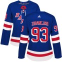 Adidas New York Rangers Women's Mika Zibanejad Authentic Royal Blue Home NHL Jersey