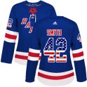 Adidas New York Rangers Women's Brendan Smith Authentic Royal Blue USA Flag Fashion NHL Jersey