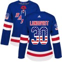 Adidas New York Rangers Women's Henrik Lundqvist Authentic Royal Blue USA Flag Fashion NHL Jersey