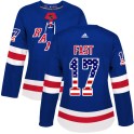 Adidas New York Rangers Women's Jesper Fast Authentic Royal Blue USA Flag Fashion NHL Jersey