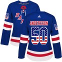 Adidas New York Rangers Women's Lias Andersson Authentic Royal Blue USA Flag Fashion NHL Jersey