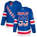 Adidas New York Rangers Youth Mika Zibanejad Authentic Royal Blue USA Flag Fashion NHL Jersey