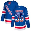 Adidas New York Rangers Men's Mike Richter Authentic Royal Blue USA Flag Fashion NHL Jersey