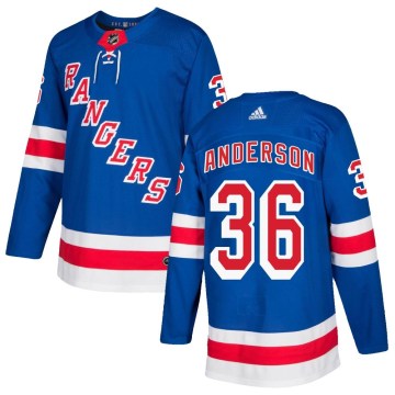 Adidas New York Rangers Men's Glenn Anderson Authentic Royal Blue Home NHL Jersey