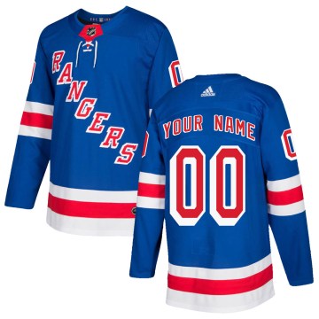Adidas New York Rangers Men's Custom Authentic Royal Blue Custom Home NHL Jersey