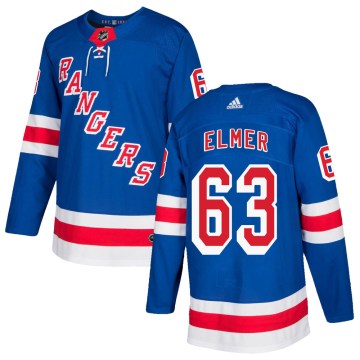 Adidas New York Rangers Men's Jake Elmer Authentic Royal Blue Home NHL Jersey