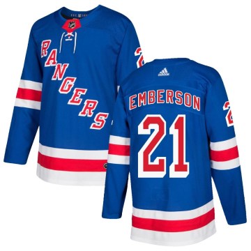 Adidas New York Rangers Men's Ty Emberson Authentic Royal Blue Home NHL Jersey