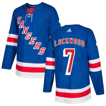 Adidas New York Rangers Men's William Lockwood Authentic Royal Blue Home NHL Jersey