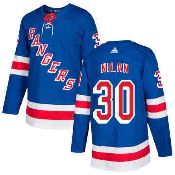 Adidas New York Rangers Men's Chris Nilan Authentic Royal Blue Home NHL Jersey