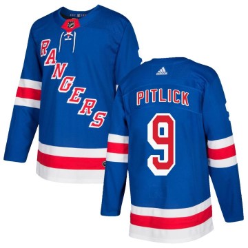 Adidas New York Rangers Men's Tyler Pitlick Authentic Royal Blue Home NHL Jersey