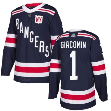 Adidas New York Rangers Men's Eddie Giacomin Authentic Navy Blue 2018 Winter Classic Home NHL Jersey