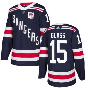 Adidas New York Rangers Men's Tanner Glass Authentic Navy Blue 2018 Winter Classic Home NHL Jersey