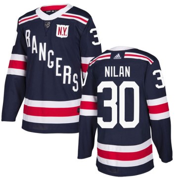 Adidas New York Rangers Men's Chris Nilan Authentic Navy Blue 2018 Winter Classic Home NHL Jersey