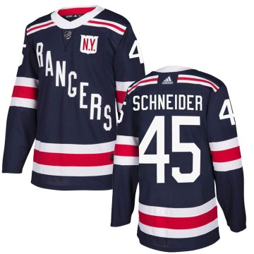 Adidas New York Rangers Men's Braden Schneider Authentic Navy Blue 2018 Winter Classic Home NHL Jersey