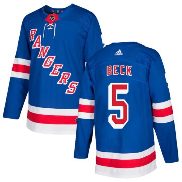 Adidas New York Rangers Youth Barry Beck Authentic Royal Blue Home NHL Jersey