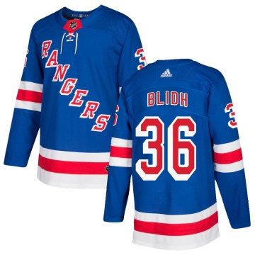 Adidas New York Rangers Youth Anton Blidh Authentic Royal Blue Home NHL Jersey