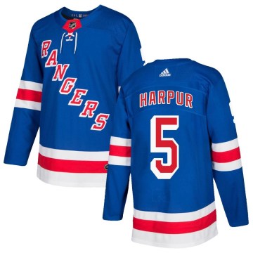 Adidas New York Rangers Youth Ben Harpur Authentic Royal Blue Home NHL Jersey