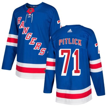 Adidas New York Rangers Youth Tyler Pitlick Authentic Royal Blue Home NHL Jersey
