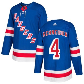 Adidas New York Rangers Youth Braden Schneider Authentic Royal Blue Home NHL Jersey