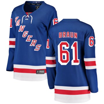 Fanatics Branded New York Rangers Women's Justin Braun Breakaway Blue Home NHL Jersey