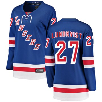 Fanatics Branded New York Rangers Women's Nils Lundkvist Breakaway Blue Home NHL Jersey