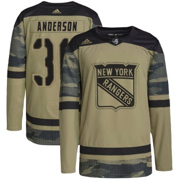 Adidas New York Rangers Youth Glenn Anderson Authentic Camo Military Appreciation Practice NHL Jersey