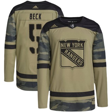Adidas New York Rangers Youth Barry Beck Authentic Camo Military Appreciation Practice NHL Jersey