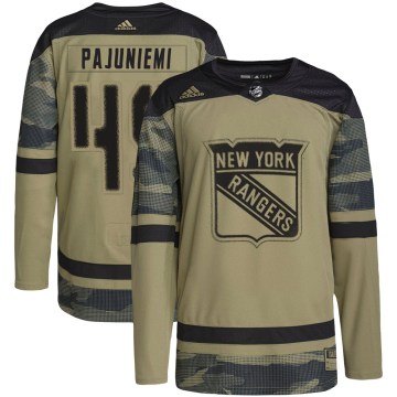 Adidas New York Rangers Youth Lauri Pajuniemi Authentic Camo Military Appreciation Practice NHL Jersey