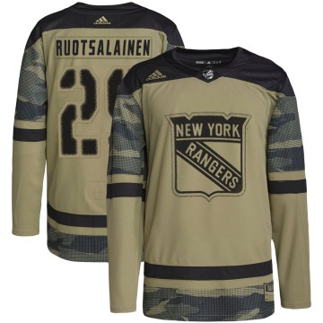 Adidas New York Rangers Youth Reijo Ruotsalainen Authentic Camo Military Appreciation Practice NHL Jersey