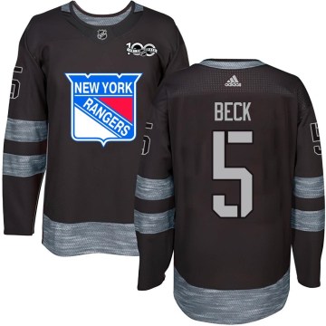 New York Rangers Youth Barry Beck Authentic Black 1917-2017 100th Anniversary NHL Jersey