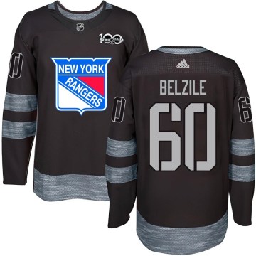 New York Rangers Youth Alex Belzile Authentic Black 1917-2017 100th Anniversary NHL Jersey