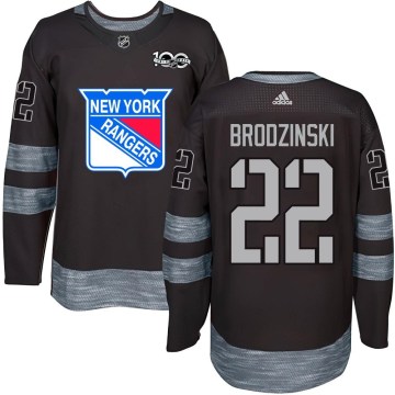 New York Rangers Youth Jonny Brodzinski Authentic Black 1917-2017 100th Anniversary NHL Jersey
