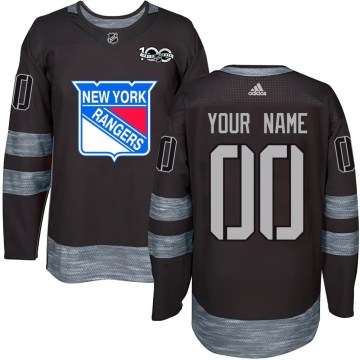 New York Rangers Youth Custom Authentic Black Custom 1917-2017 100th Anniversary NHL Jersey